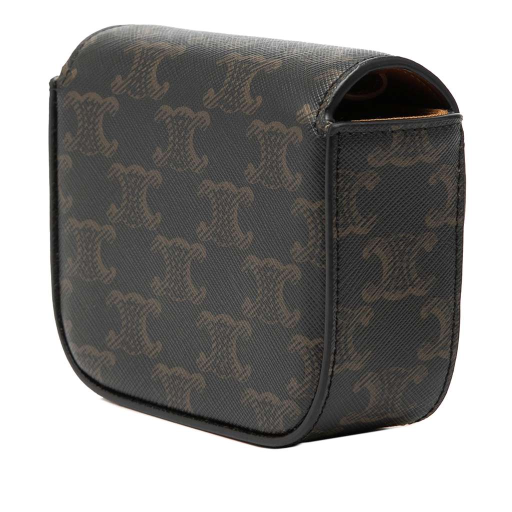 Celine Mini Triomphe Coated Canvas Claude Crossbody Brown Canvas Good condition - Back View