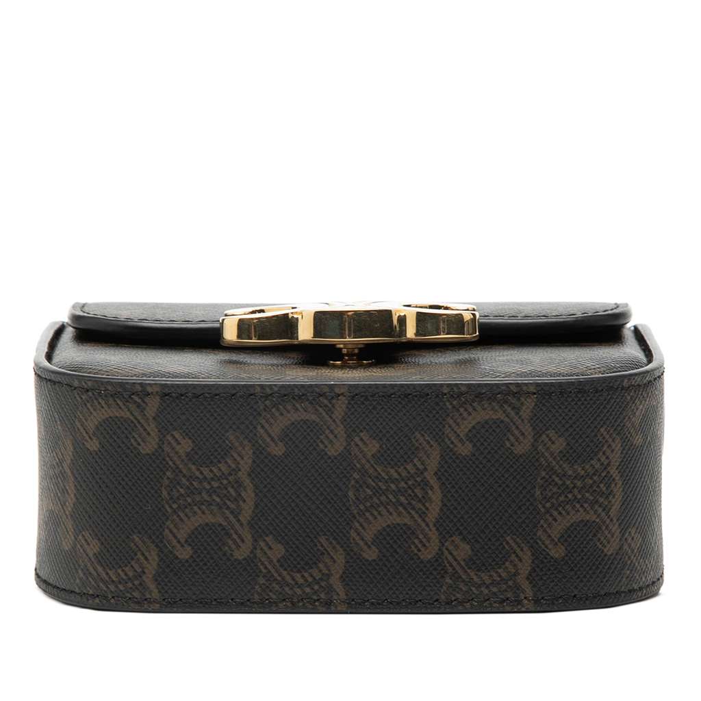 Celine Mini Triomphe Coated Canvas Claude Crossbody Brown Canvas Good condition - Inside View