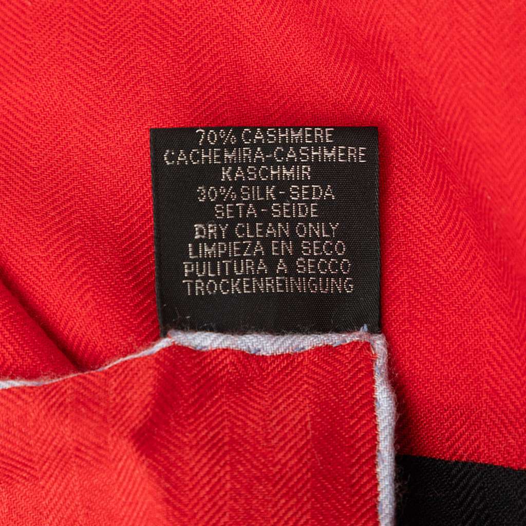 Hermès Brides de Gala Applique Pique Cashmere Silk Shawl 140 Black Wool Good condition - Box View