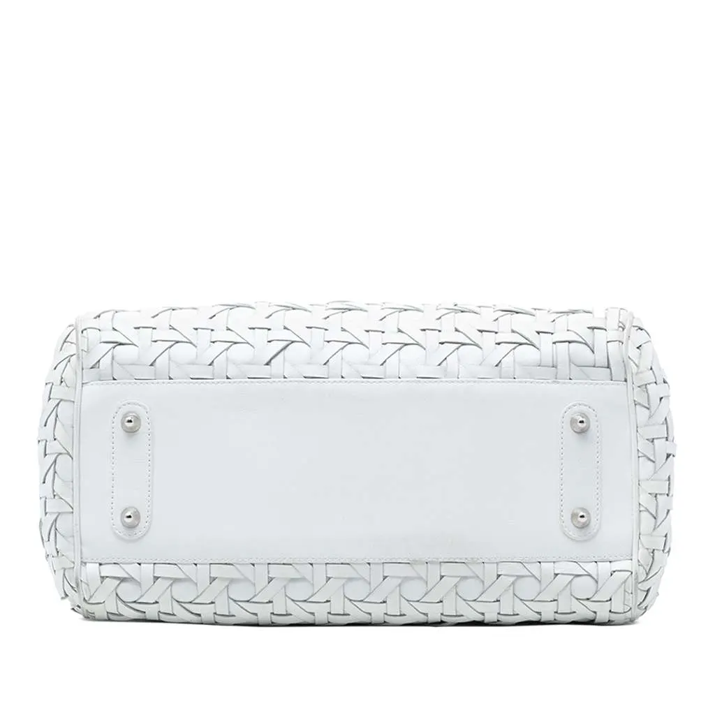 Dior Woven Lambskin Lady Dior Avenue Tote White Leather Good - Inside View