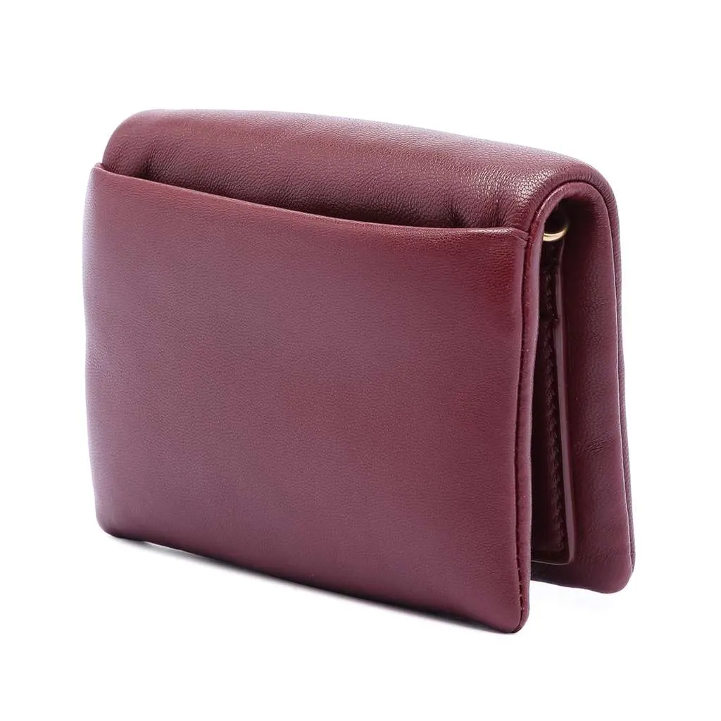 Saint Laurent Lambskin Calypso Card Case On Chain Red Leather Good - Back View