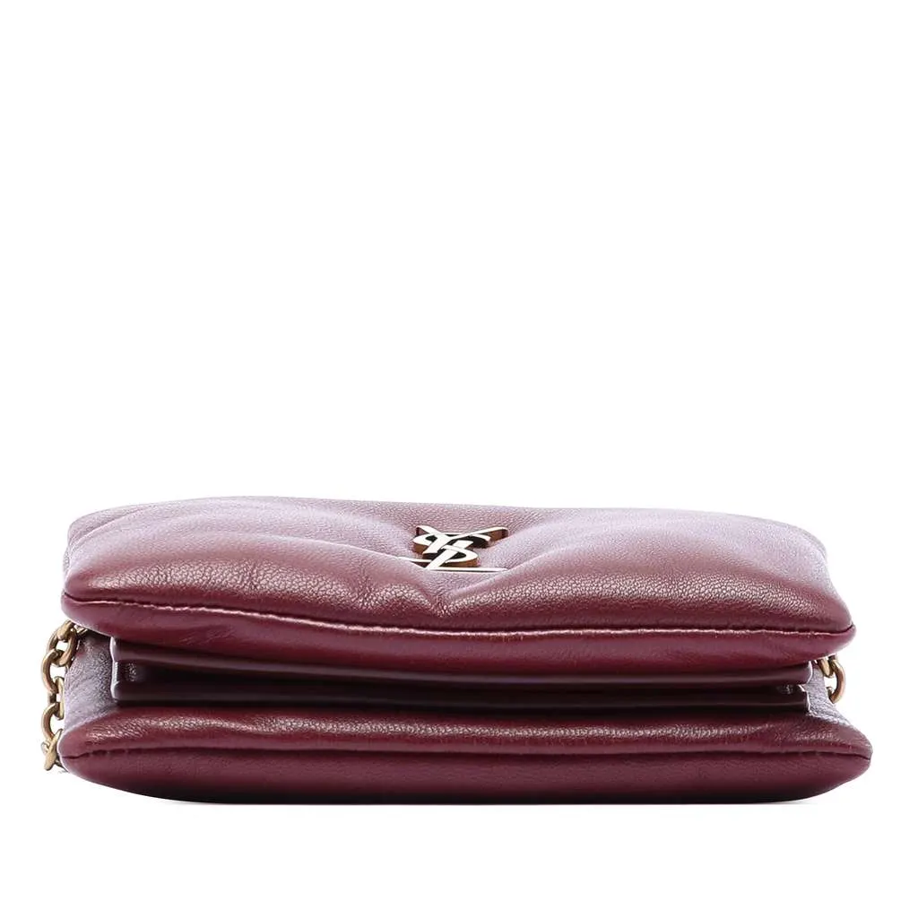 Saint Laurent Lambskin Calypso Card Case On Chain Red Leather Good - Inside View