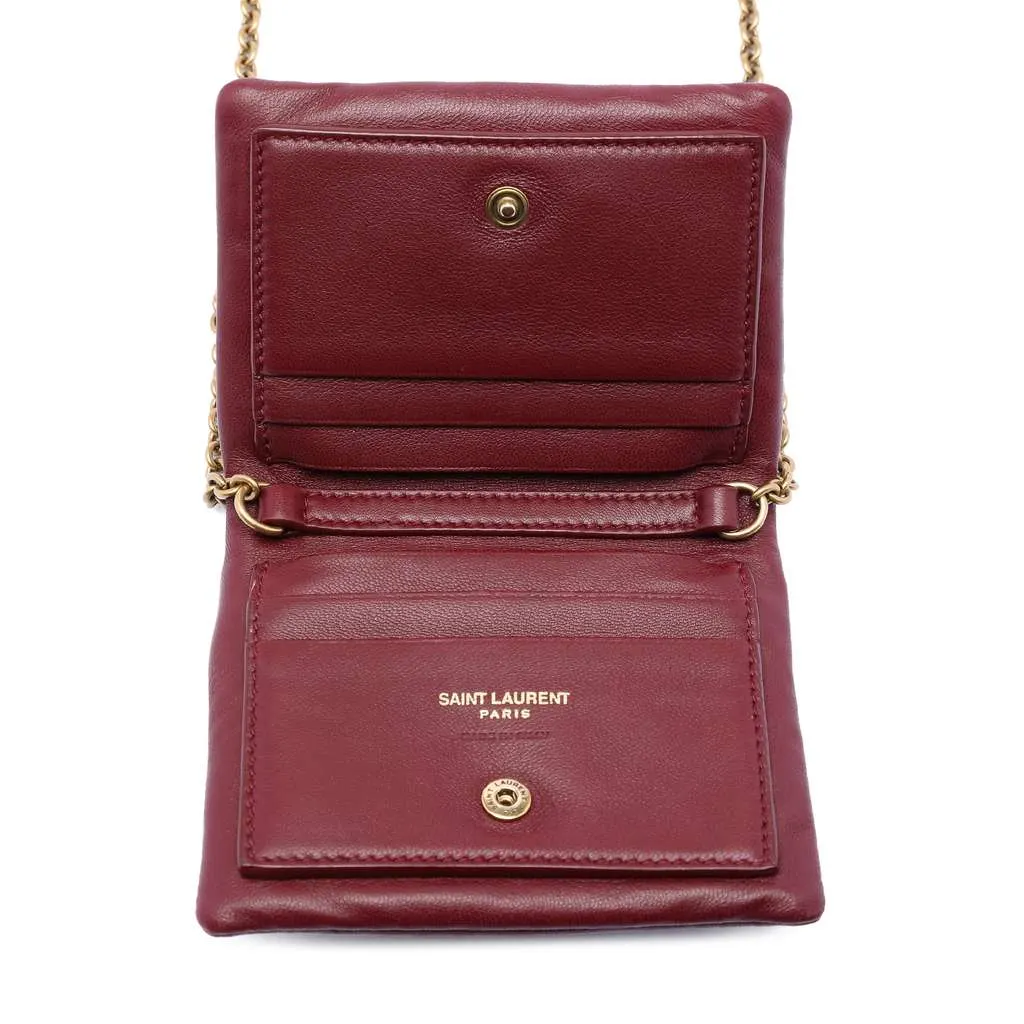 Saint Laurent Lambskin Calypso Card Case On Chain Red Leather Good - Model View