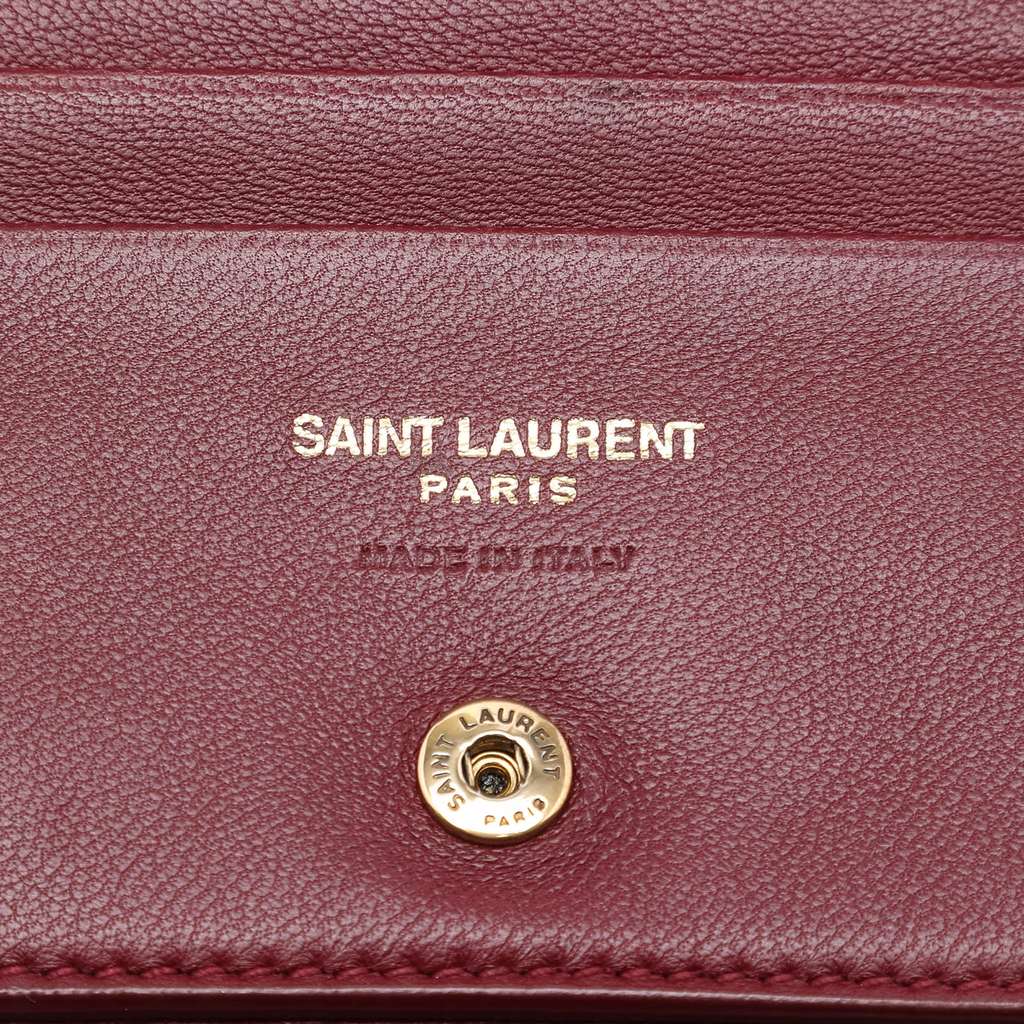 Saint Laurent Lambskin Calypso Card Case On Chain Red Leather Good condition - Box View