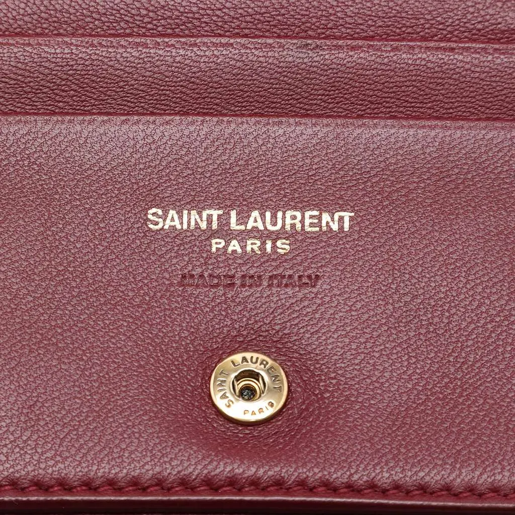 Saint Laurent Lambskin Calypso Card Case On Chain Red Leather Good - Box View