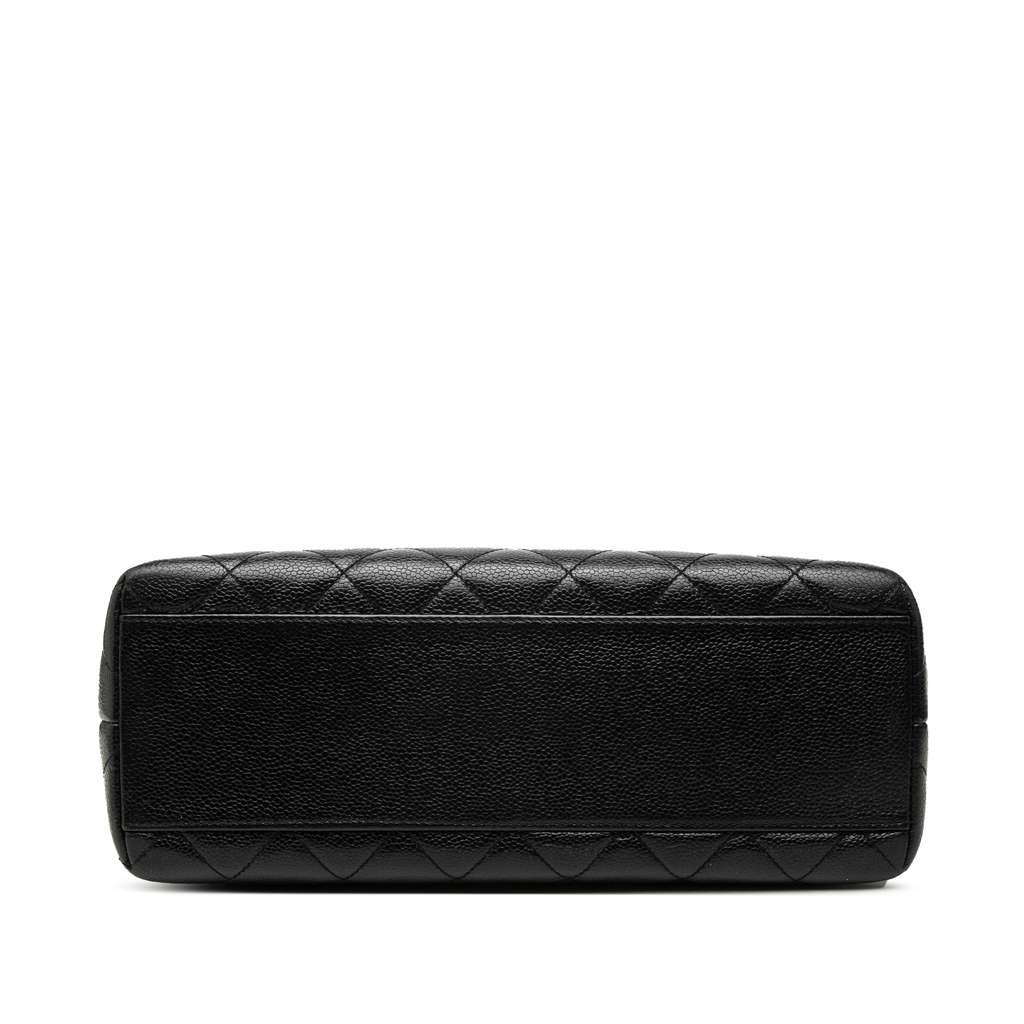 Chanel CC Quilted Caviar Kelly Top Handle Bag Black Leather Good condition - Inside View