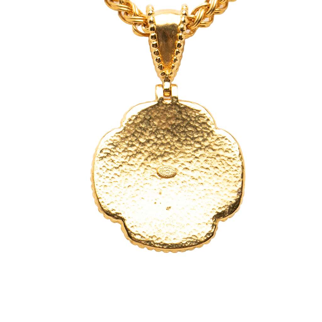 Chanel CC Gold Plated Clover Pendant Necklace Gold Metal Good condition - Back View