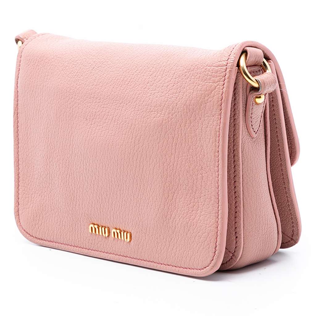 Miu Miu Studded Goatskin Madras Crystal Crossbody Pink Leather Good condition - Back View