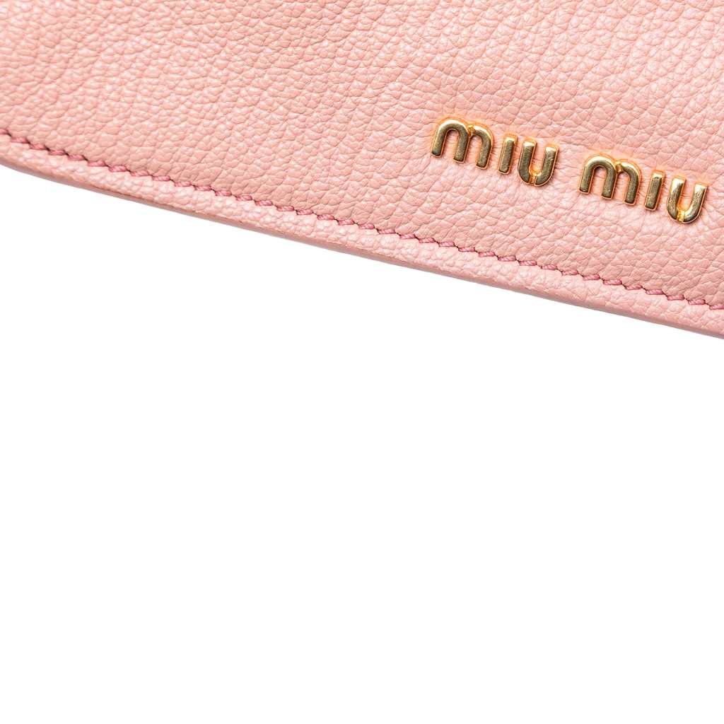 Miu Miu Studded Goatskin Madras Crystal Crossbody Pink Leather Good condition - Box View