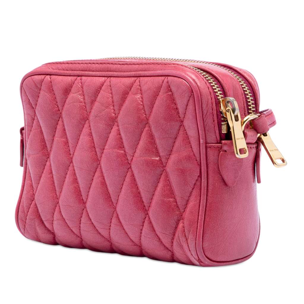 Miu Miu Matelasse Nappa Camera Crossbody Pink Leather Good condition - Back View
