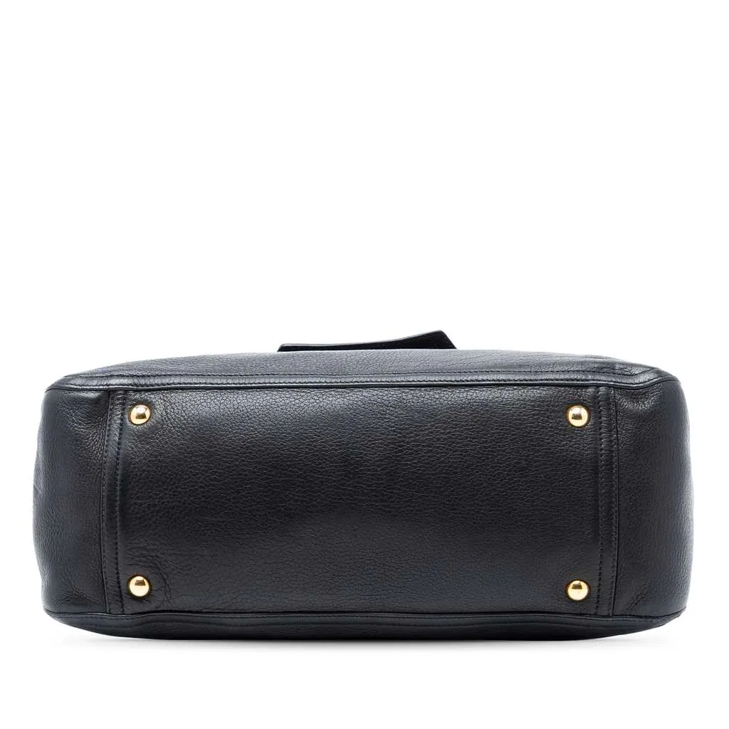 Miu Miu Cervo Deerskin Paloma Top Handle Bag Black Leather Good - Inside View