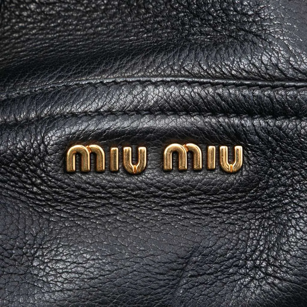 Miu Miu Cervo Deerskin Paloma Top Handle Bag Black Leather Good - Box View