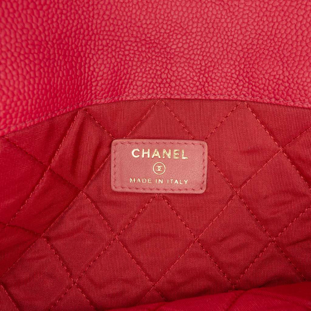 Chanel Paris Cuba Quilted Caviar Thread Around Envelope Clutch Red Leather Good condition - Box View