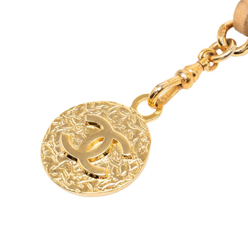 Chanel Gold Plated Leather Woven Medallion Chain Belt Gold Metal Good condition - Back View