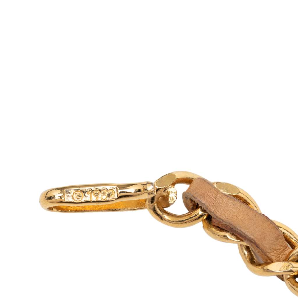 Chanel Gold Plated Leather Woven Medallion Chain Belt Gold Metal Good condition - Inside View