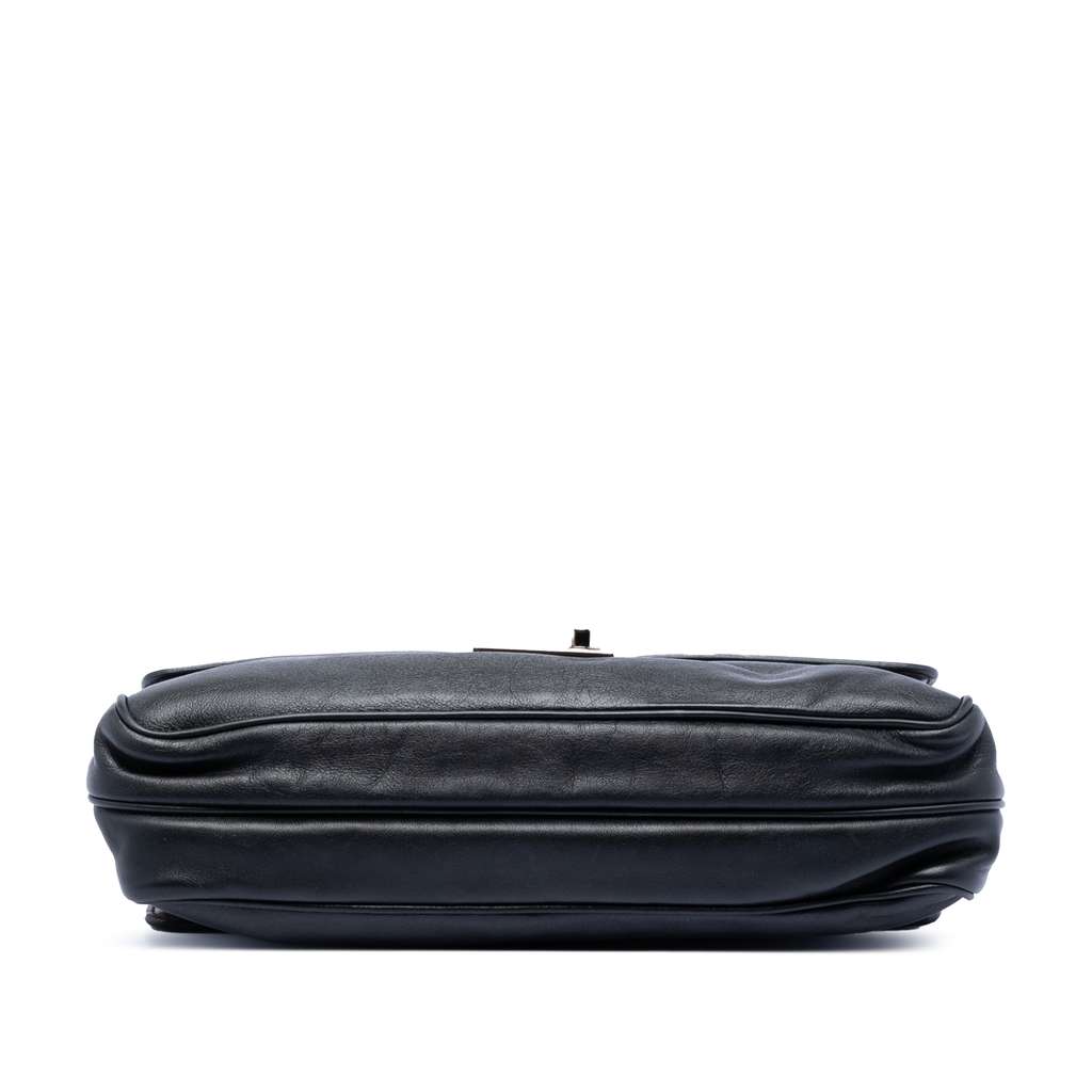 Prada Soft Calfskin Double Sided Flap Messenger Bag Black Leather Good condition - Inside View