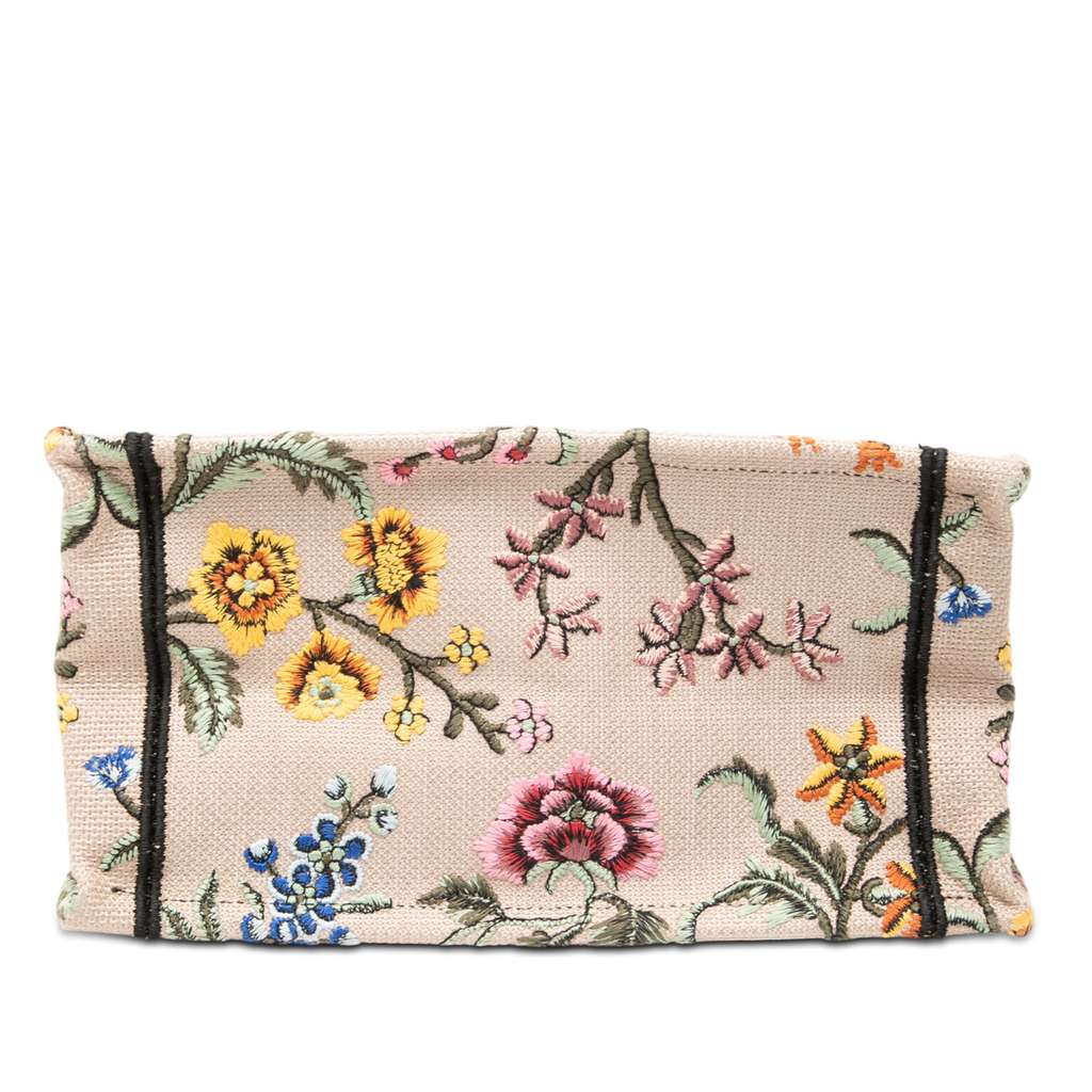 Dior Small Embroidered Canvas Petites Fleurs Book Tote Brown Canvas Good condition - Inside View