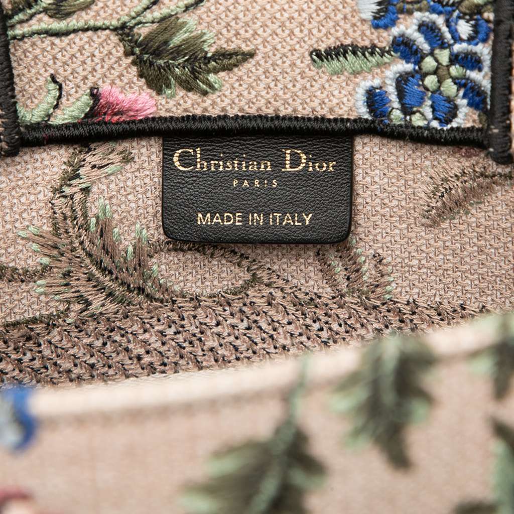 Dior Small Embroidered Canvas Petites Fleurs Book Tote Brown Canvas Good condition - Box View