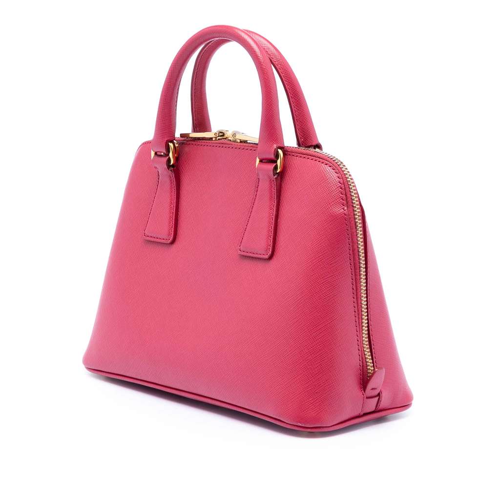 Prada Small Saffiano Lux Promenade Satchel Pink Leather Good condition - Back View