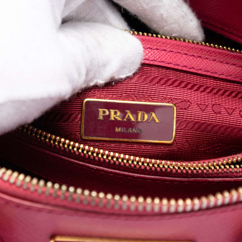 Prada Small Saffiano Lux Promenade Satchel Pink Leather Good condition - Box View
