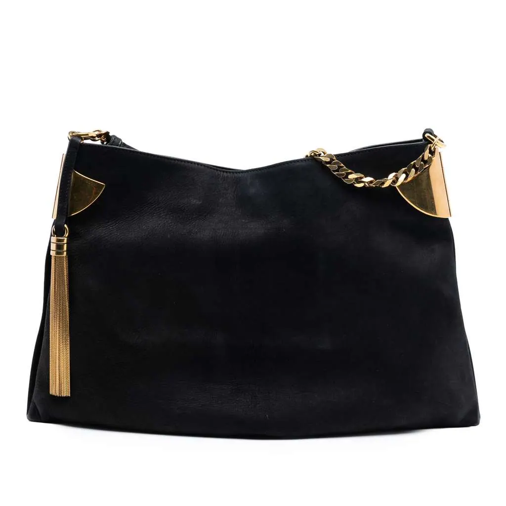 Gucci Medium Nubuck 1970 Shoulder Bag Black Leather Very good - Front View