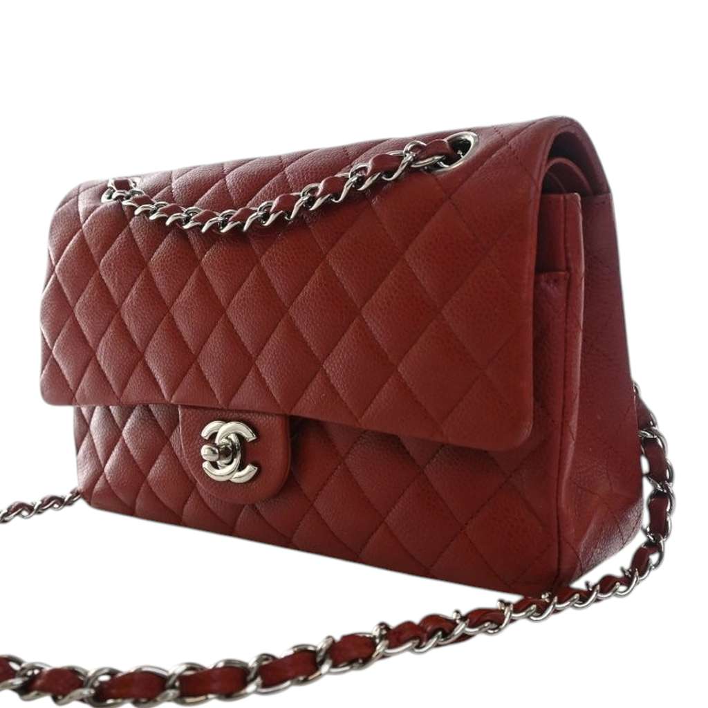 Chanel Medium Classic Caviar Double Flap Red Leather Good condition - Inside View