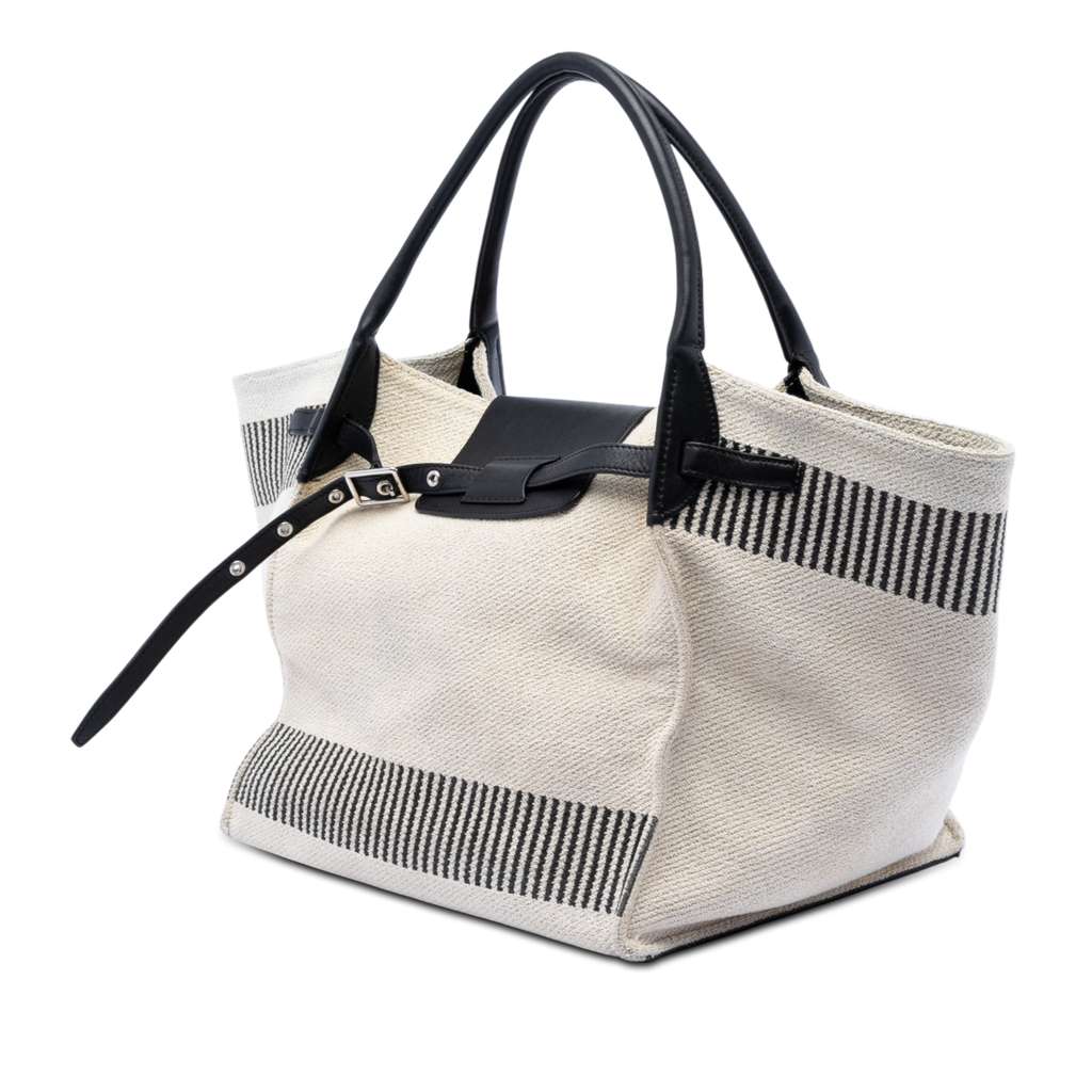 Celine Medium Canvas Big Satchel White Canvas Good condition - Back View