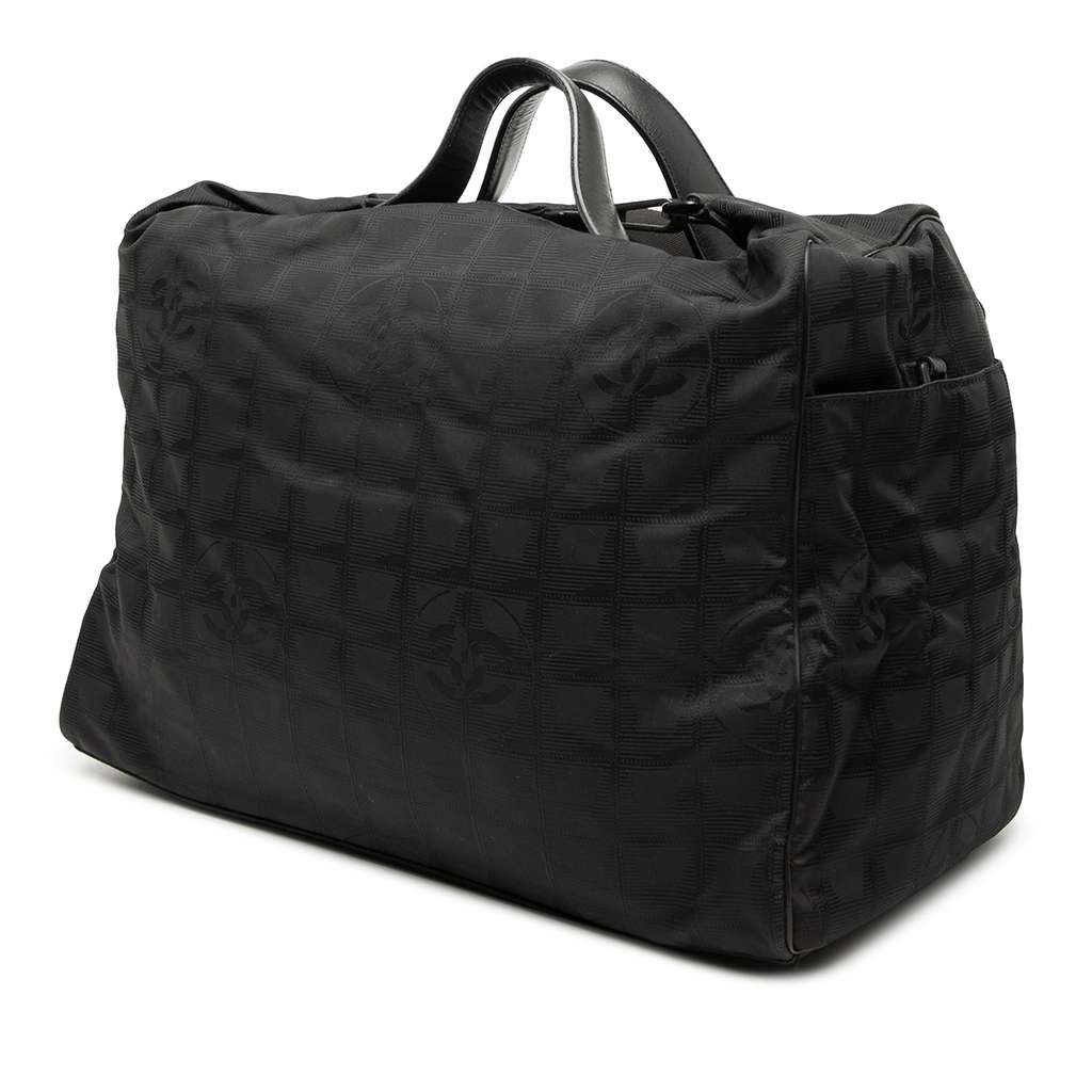Chanel New Travel Line Nylon Travel Bag Black Good condition - Back View