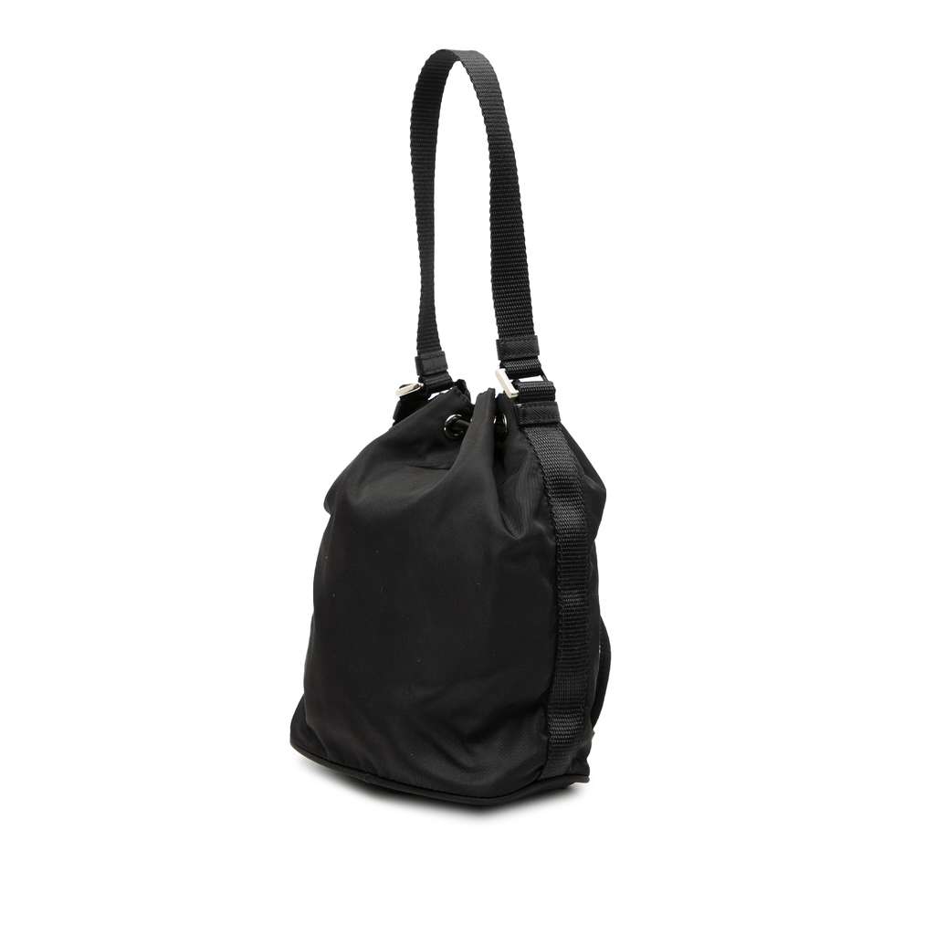 Prada Mini Tessuto Drawstring Bucket Bag Black Good condition - Back View