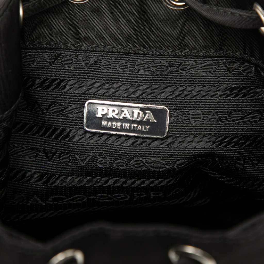 Prada Mini Tessuto Drawstring Bucket Bag Black Good condition - Box View