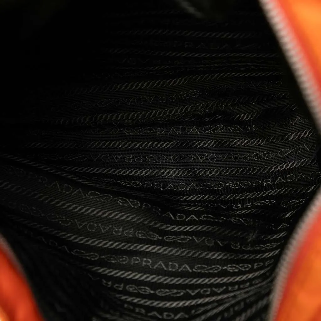 Prada Tessuto Zip Top Crossbody Orange Good - Model View