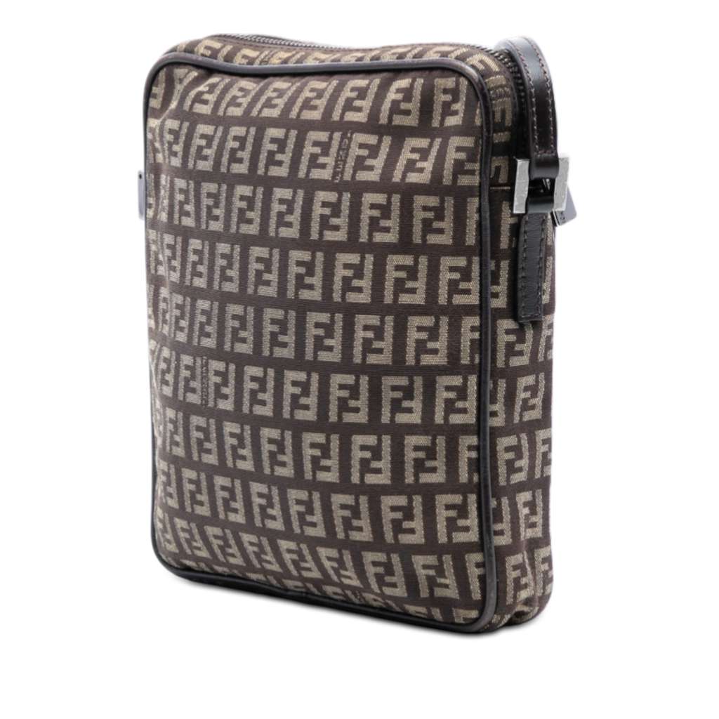 Fendi Zucchino Canvas Crossbody Brown Canvas Good condition - Back View