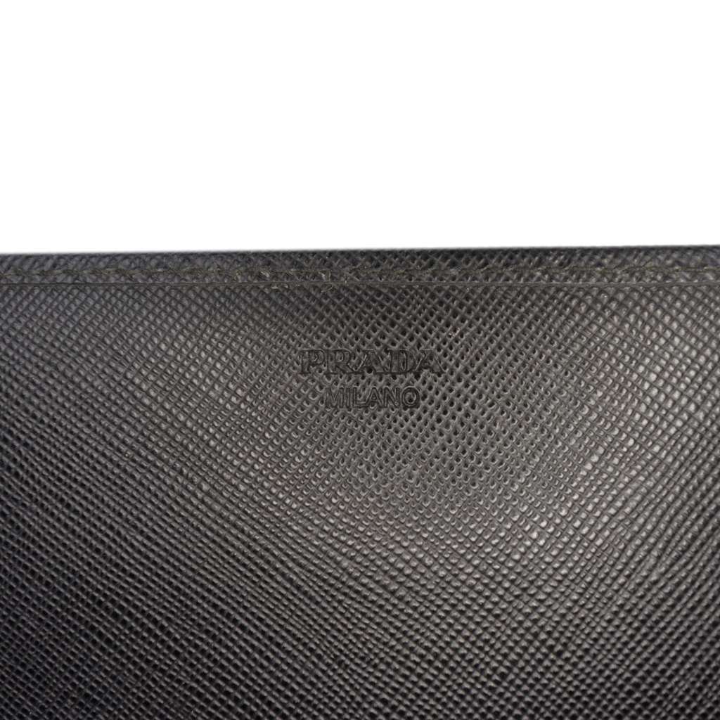 Prada Saffiano Wallet on Strap Black Leather Good condition - Box View