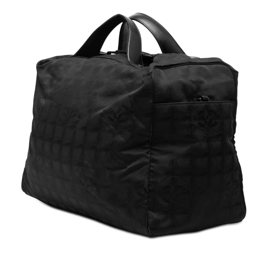 Chanel New Travel Line Nylon Travel Bag Black Good condition - Back View