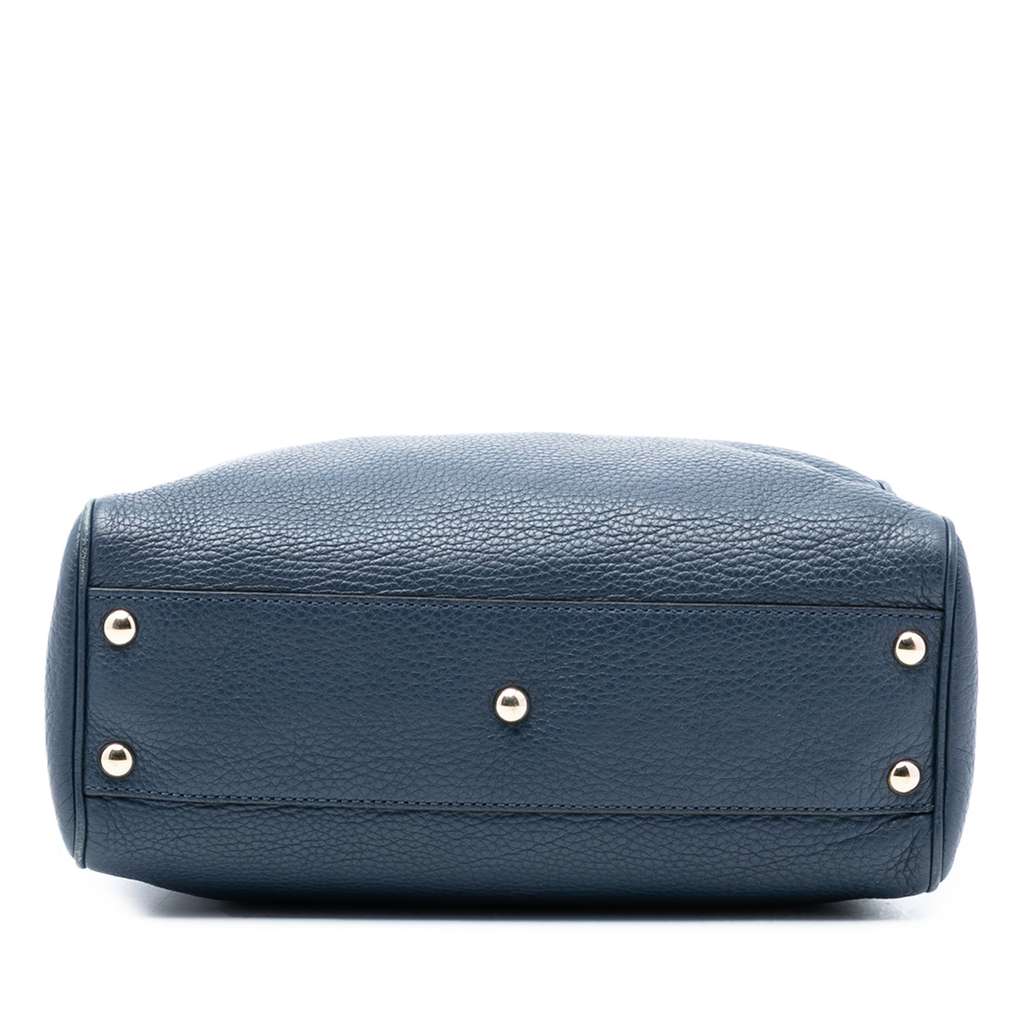 Gucci Small Calfskin Bamboo Shopper Satchel Blue Leather Good condition - Inside View