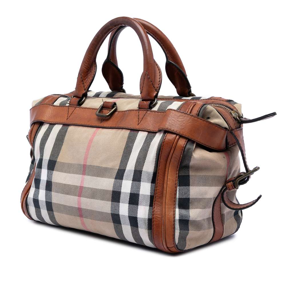 Burberry House Check Canvas Banford Bowling Bag Brown Canvas Good condition - Back View