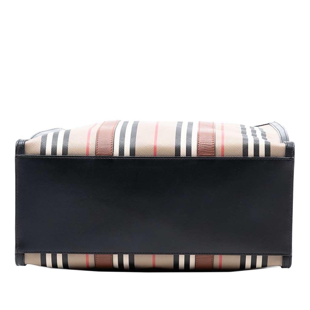 Burberry Icon Stripe Coated Canvas Tote Brown Canvas Good condition - Inside View