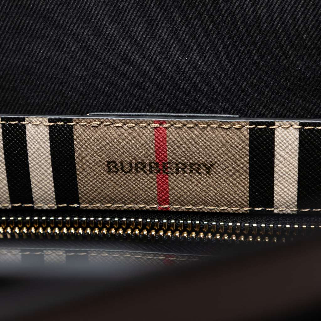 Burberry Icon Stripe Coated Canvas Tote Brown Canvas Good condition - Box View