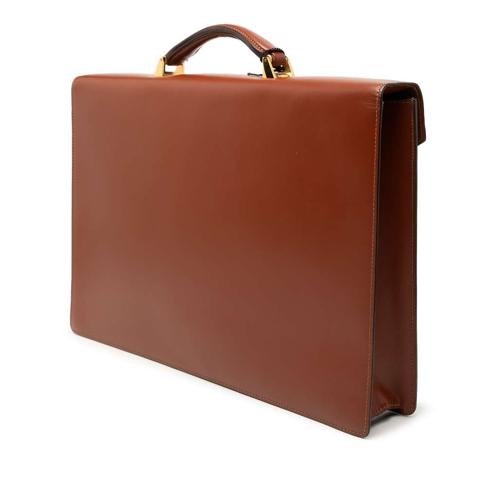 Loewe Leather Business Bag Brown Leather Good condition - Back View