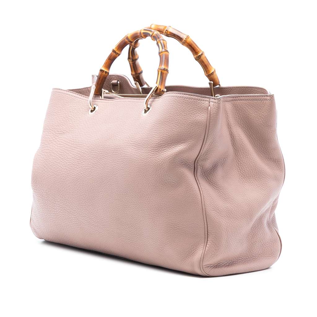 Gucci Large Calfskin Bamboo Shopper Satchel Pink Leather Good condition - Back View