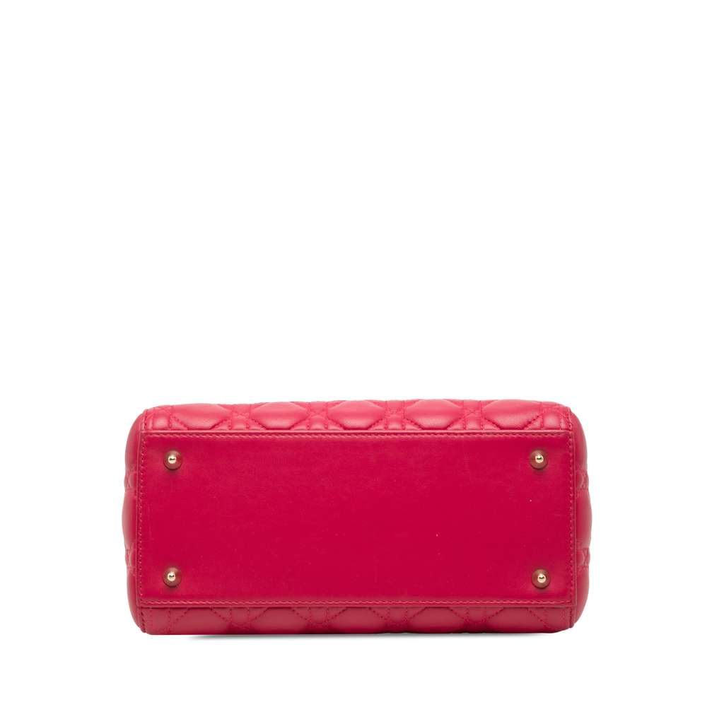 Dior Medium Lambskin Cannage Lady Dior Pink Leather Good condition - Inside View