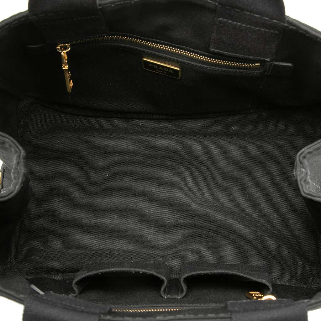Prada Canvas Canapa Logo Satchel Black Canvas Good condition - Model View