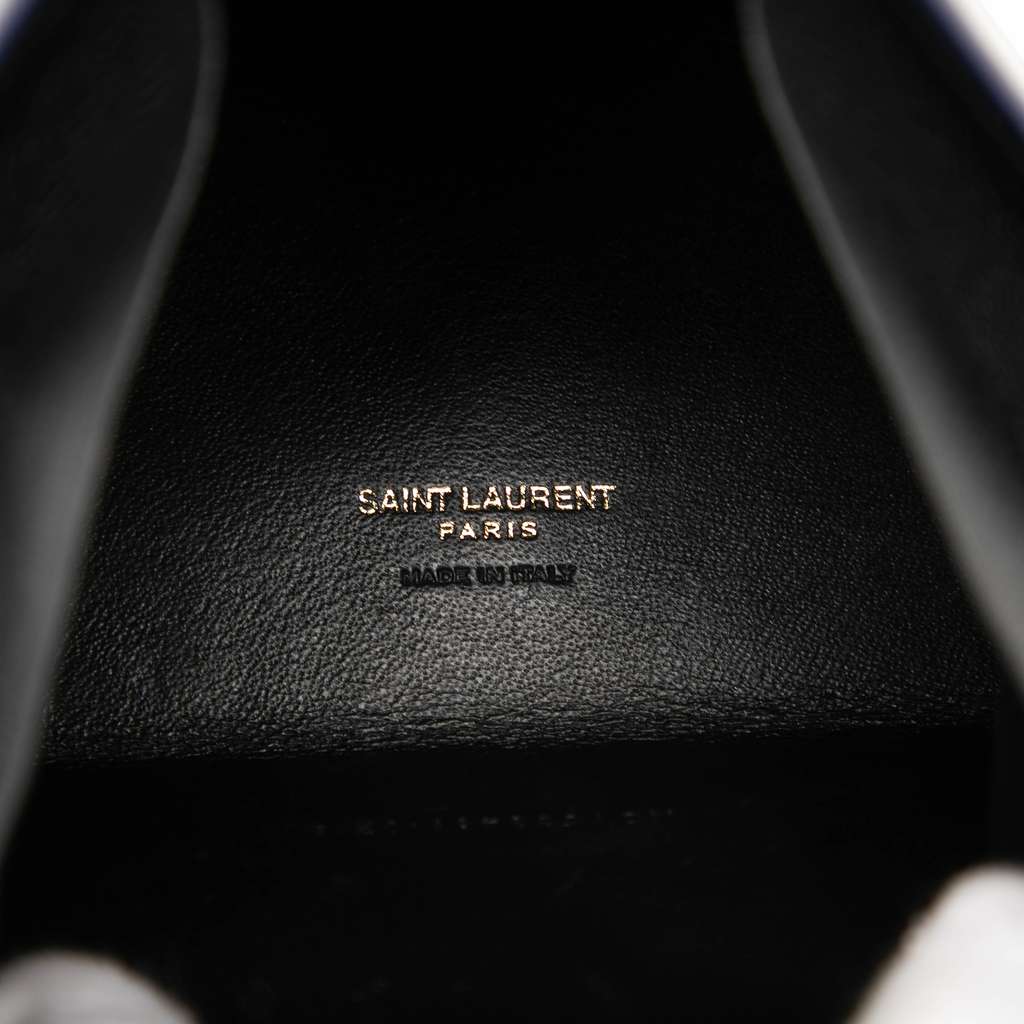 Saint Laurent Small Leather Pyramid Box Bag Blue Leather Good condition - Box View
