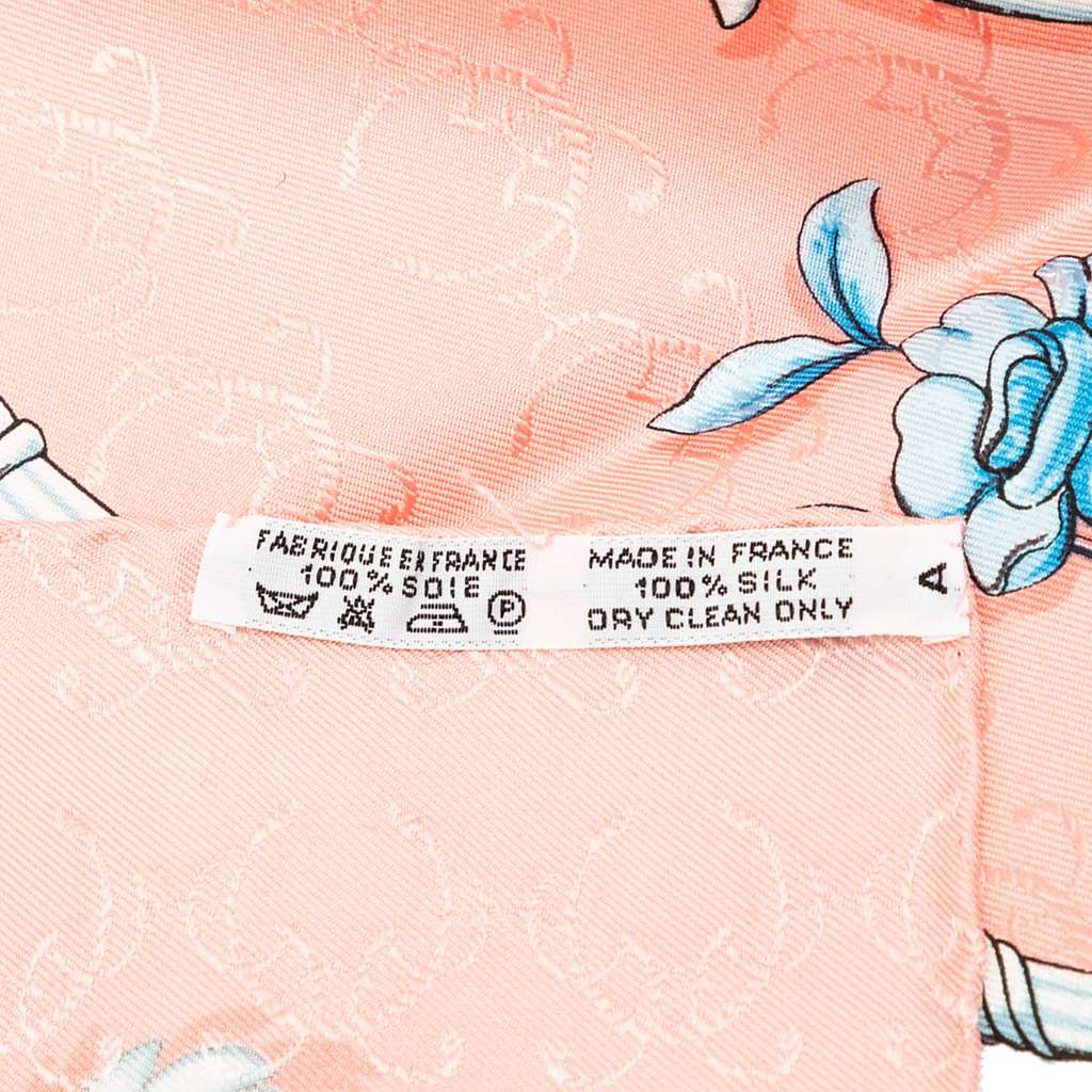 Hermès La Cle des Champs Jacquard Silk Scarf 90 Pink Silk Good condition - Box View