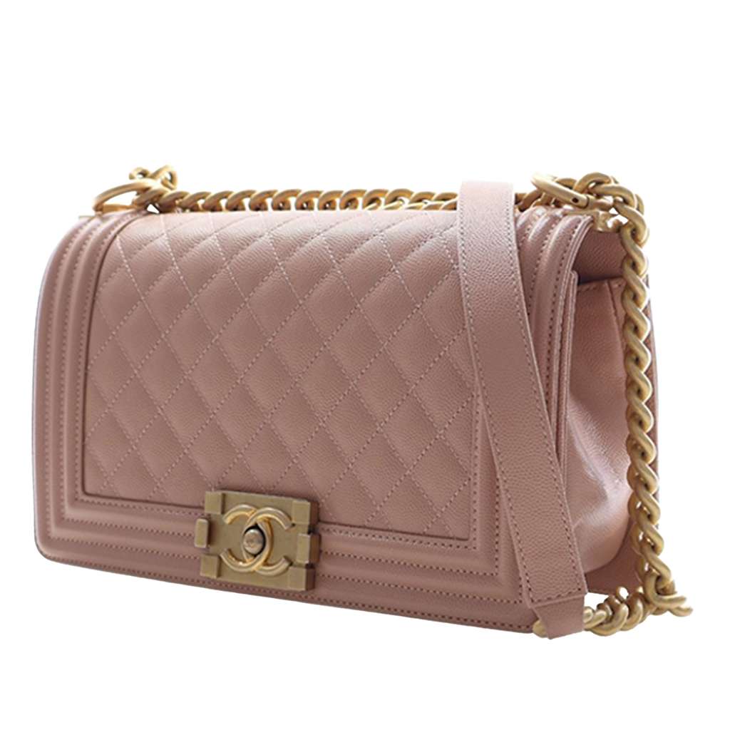 Chanel Old Medium Quilted Caviar Boy Flap Brown Leather Good condition - Back View