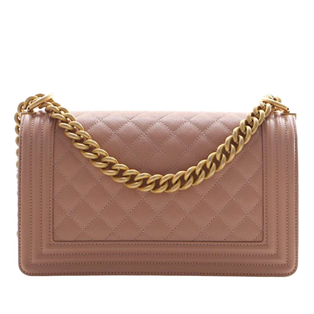 Chanel Old Medium Quilted Caviar Boy Flap Brown Leather Good condition - Model View