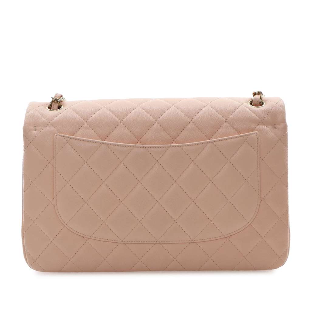 Chanel Jumbo Classic Caviar Double Flap Brown Leather Good condition - Back View