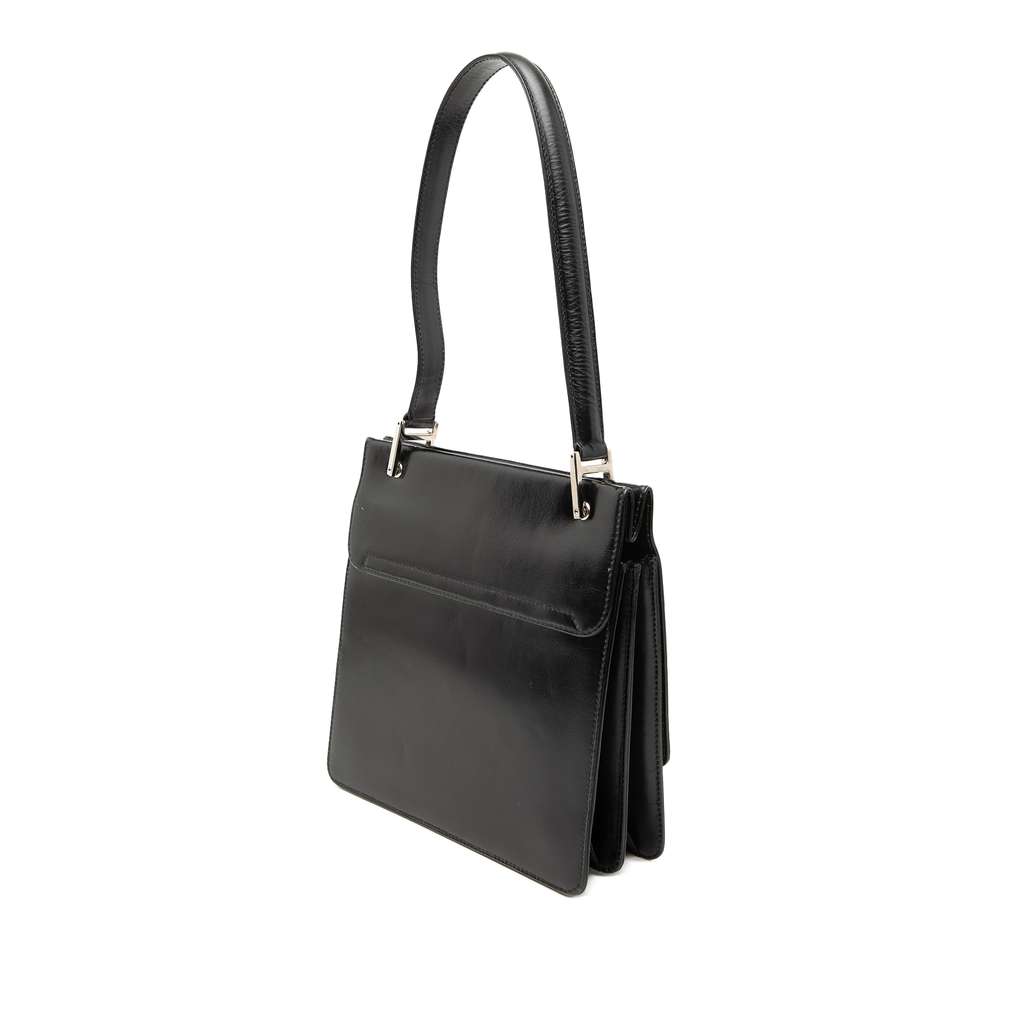 Gucci Calfskin Square G Shoulder Bag Black Leather Good condition - Back View