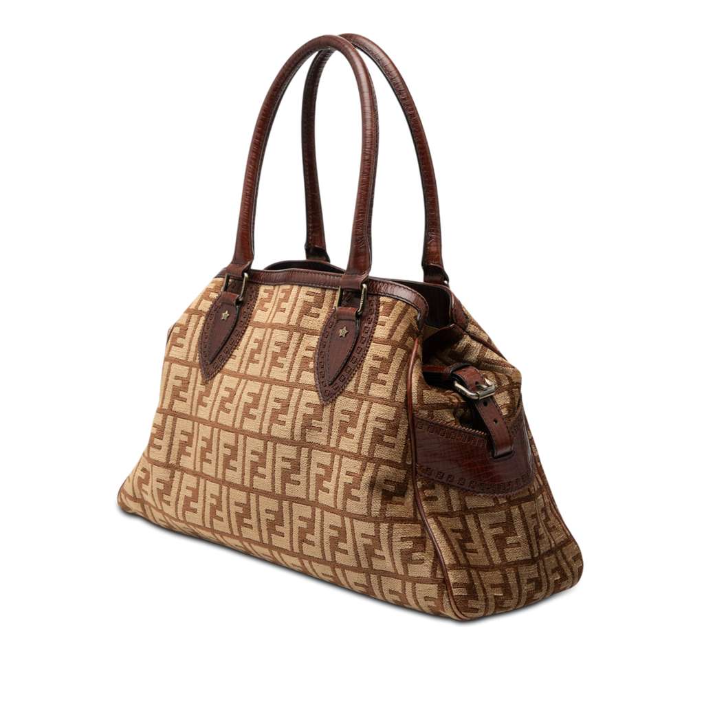 Fendi Zucca Canvas Etniko Tote Brown Canvas Good condition - Back View