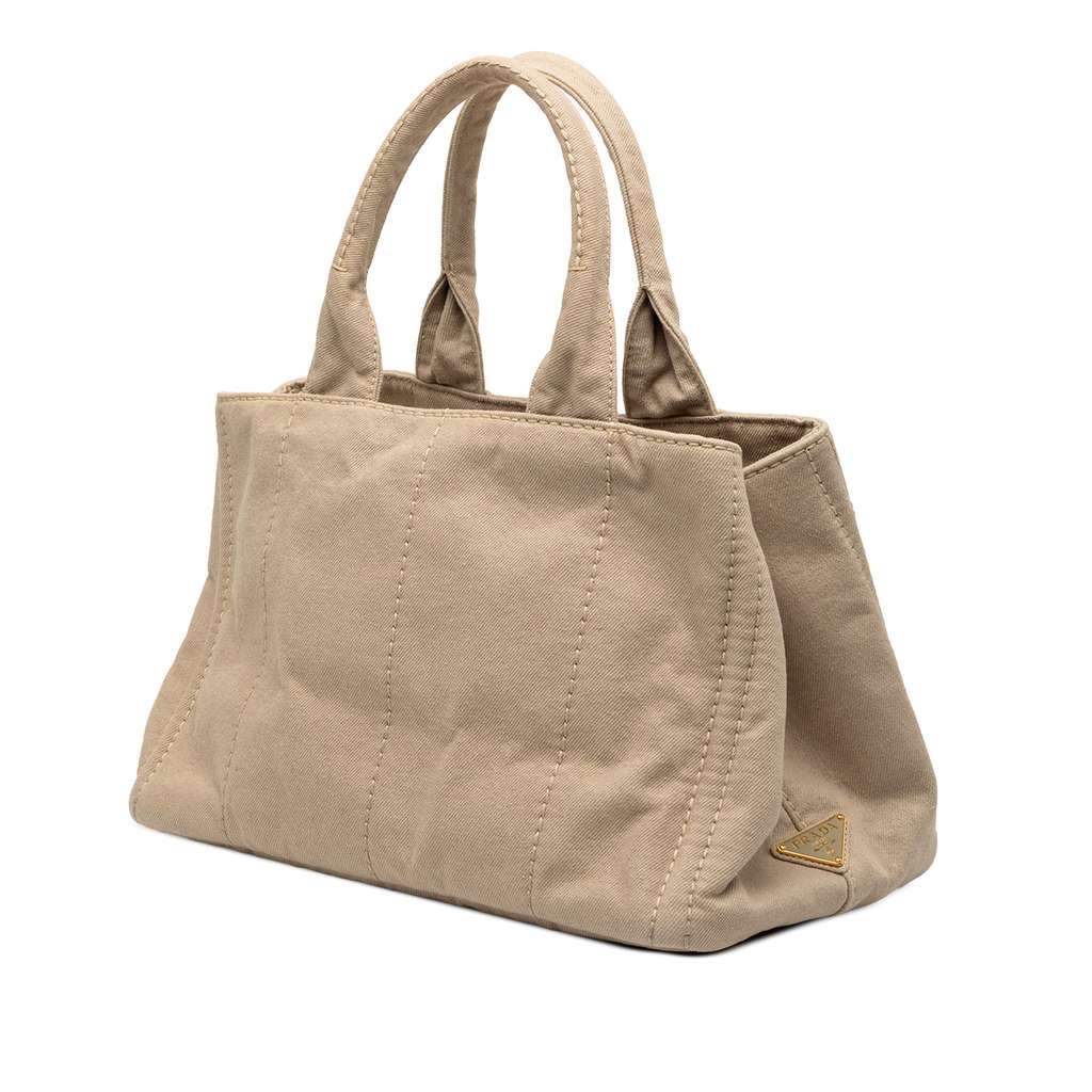 Prada Canvas Canapa Logo Satchel Brown Canvas Good condition - Back View